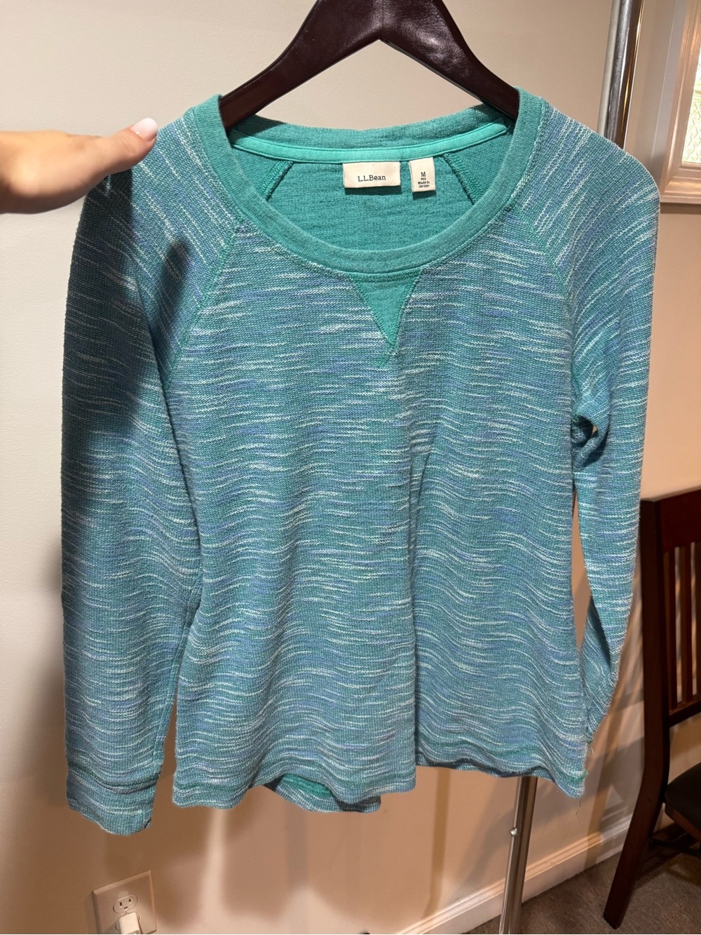 L.L. Bean Women's Teal Marled Crewneck Sweater